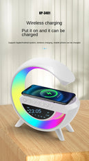 Estação Inteligente Bluetooth, Luz RGB, Carregador Sem Fio, Relógio Doméstico e Leitor de Música