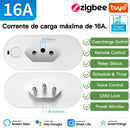 Tomada inteligente Tuya com monitor de energia via APP, Comando de Voz Alexa, Google Home