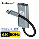 Adaptador 4K 60Hz Tipo C para HDMI USB 3.1 HUB HDTV Cabo conversor para iPhone Smartphone PC MacBook iPad Samsung Laptop