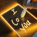 Bloco de notas Led de Acrílico com caneta apagável, Placa de mensagens iluminada
