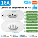 Tomada inteligente Tuya com monitor de energia via APP, Comando de Voz Alexa, Google Home