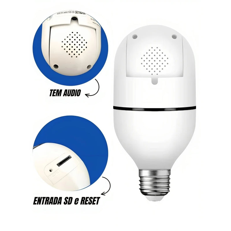 Câmera Lâmpada de Segurança Smart Wi-Fi, Full Hd, Visão Noturna