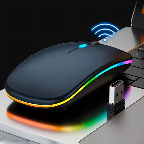 Mouse Wireless Recarregável Luz Led Rgb 2.4 Ghz Sem Fio