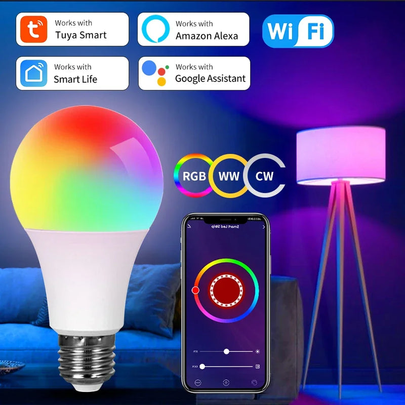Lâmpada LED RGB Tuya Smart WiFi 20W, Comande com Alexa, Google home, Aplicativo Smart Life