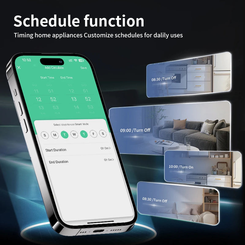Tomada inteligente Tuya com monitor de energia via APP, Comando de Voz Alexa, Google Home