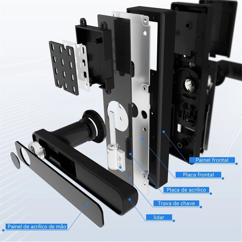 Fechadura Inteligente Intelar X1 Tuya Wifi e Bluetooth, Com Biometria(Leitura digital), Senha, Cartão IC Magnético