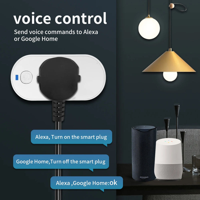 Tomada inteligente Tuya com monitor de energia via APP, Comando de Voz Alexa, Google Home