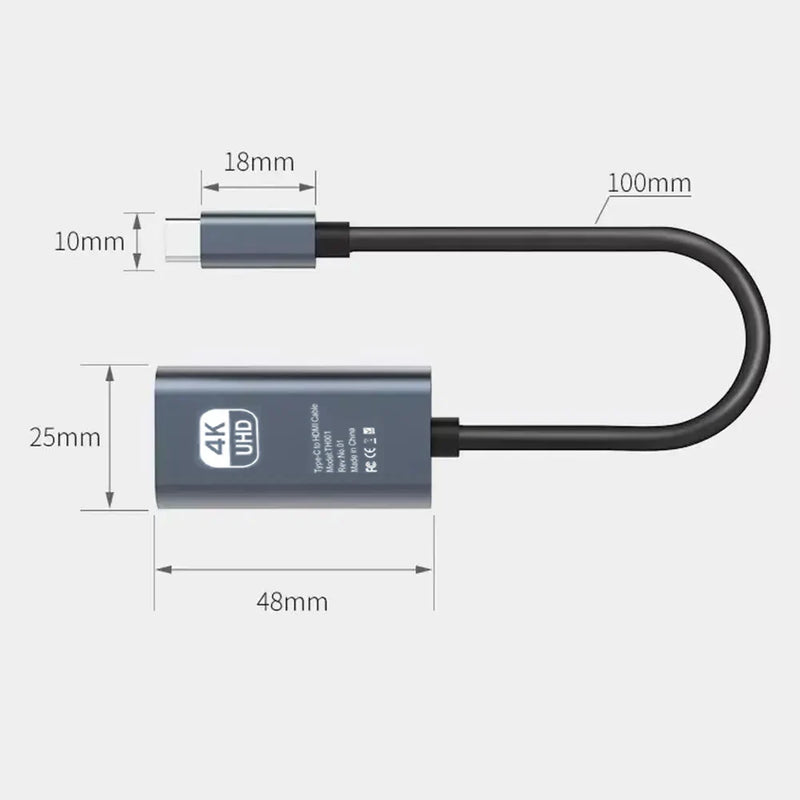 Adaptador 4K 60Hz Tipo C para HDMI USB 3.1 HUB HDTV Cabo conversor para iPhone Smartphone PC MacBook iPad Samsung Laptop
