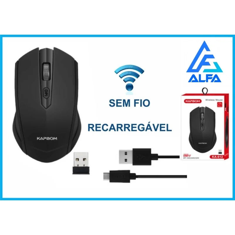 Mouse Sem Fio Recarregável Wirelles 2.4G