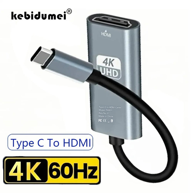 Adaptador 4K 60Hz Tipo C para HDMI USB 3.1 HUB HDTV Cabo conversor para iPhone Smartphone PC MacBook iPad Samsung Laptop