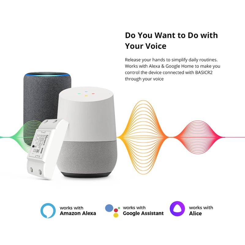 Sonoff basico disjuntor sem fio, Controle remoto de voz interruptor de luz inteligente, controle via alexa e google home