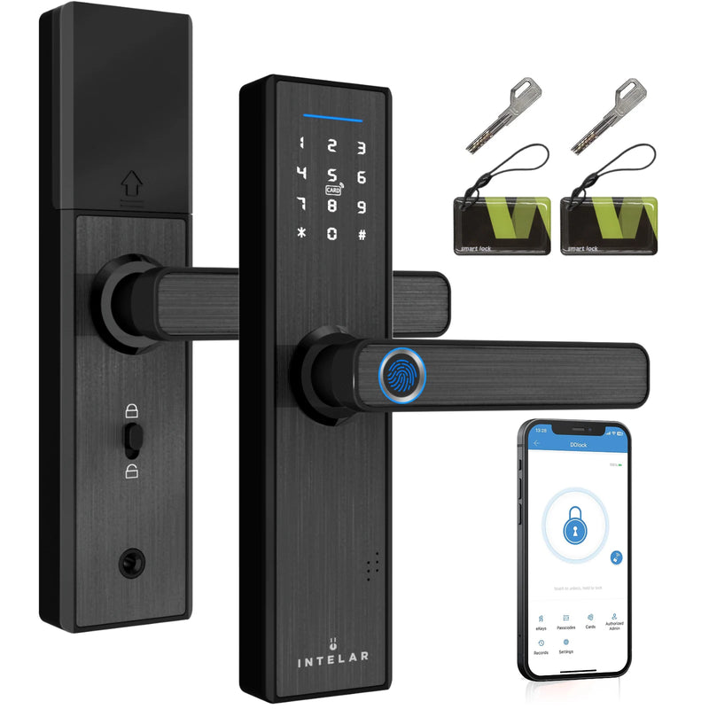 Fechadura Inteligente Intelar X1 Tuya Wifi e Bluetooth, Com Biometria(Leitura digital), Senha, Cartão IC Magnético