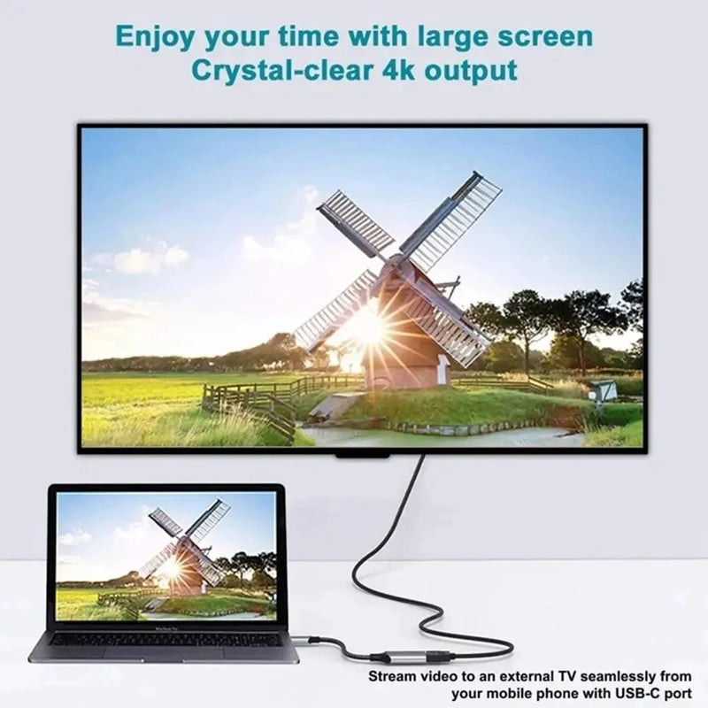 Adaptador 4K 60Hz Tipo C para HDMI USB 3.1 HUB HDTV Cabo conversor para iPhone Smartphone PC MacBook iPad Samsung Laptop