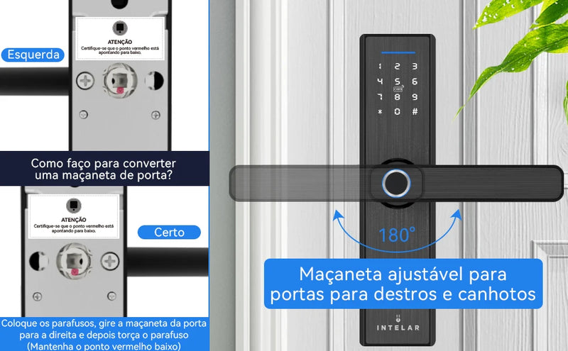 Fechadura Inteligente Intelar X1 Tuya Wifi e Bluetooth, Com Biometria(Leitura digital), Senha, Cartão IC Magnético