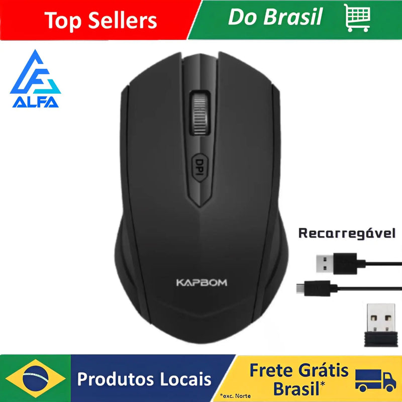 Mouse Sem Fio Recarregável Wirelles 2.4G