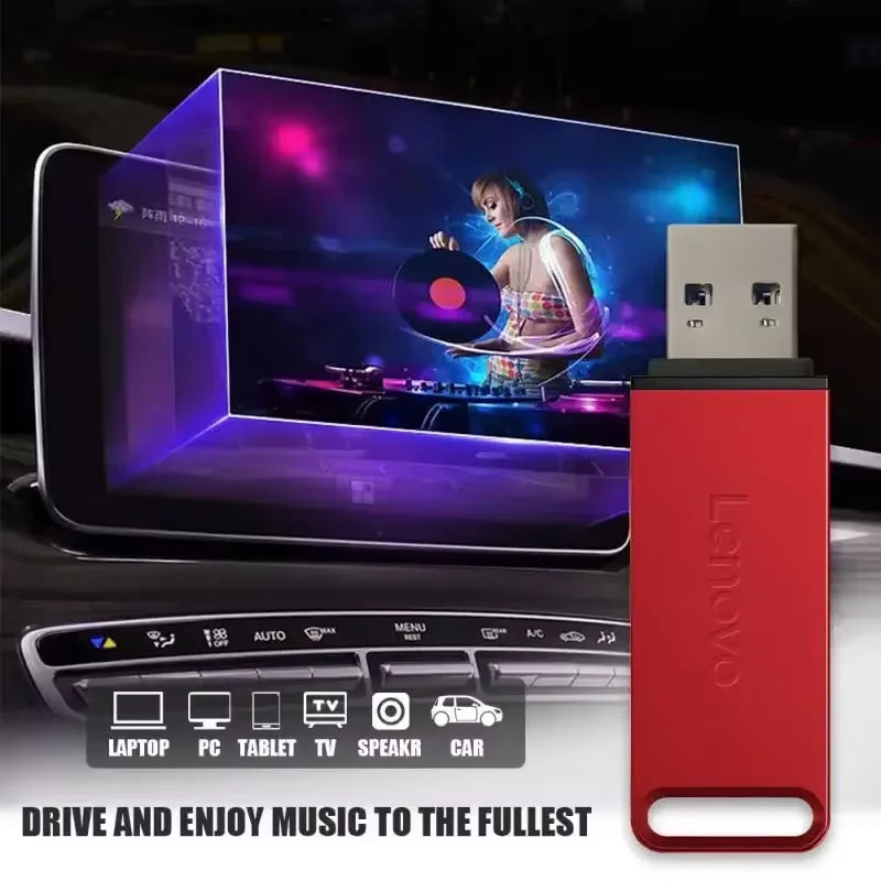 Lenovo Unidade Flash USB de Alta Velocidade, Pen Drive de Metal, USB 3.1, Memória Tipo C Original