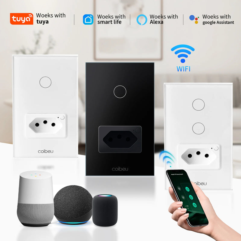 Interruptor + Tomada WiFi inteligente, Alexa, Google Assistente
